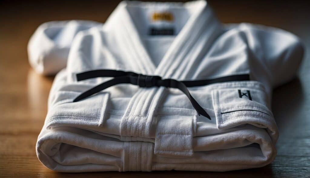 A neatly folded Judo-Gi with proper fit and care instructions displayed